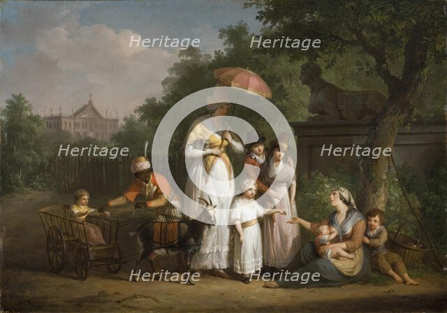 A Noble Family Distributing Alms in a Park, 1793. Creator: Mathieu Van Brée.