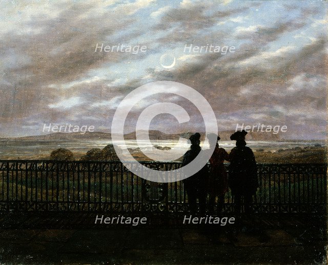 'The Poets V.A. Zhukovsky, S.I. Turgenev and A.I. Turgenev', end 1820s. Artist: Caspar David Friedrich