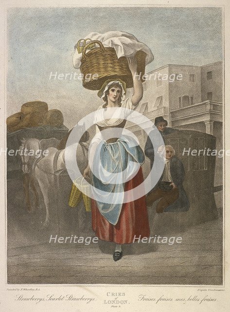 'Strawberrys, Scarlet Strawberrys', Cries of London, c1870. Artist: Anon