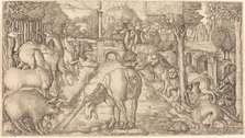 The Unicorn Purifies the Water with Its Horn, probably c. 1555/1561. Creator: Jean Duvet.