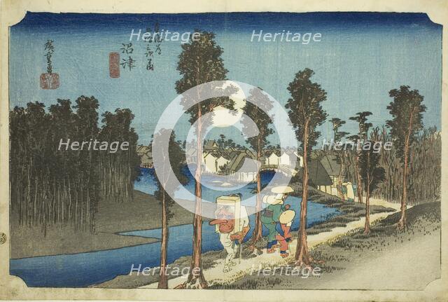 Numazu-Dusk (Numazu-tasogare zu), from the series The Fifty-Three Stations of the..., 1831/34. Creator: Ando Hiroshige.