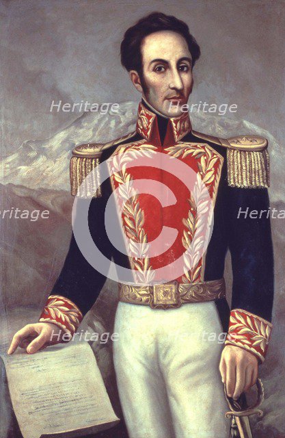 Simon Bolivar 'The Liberator' (1783-1830), military and hero of the American Revolution.