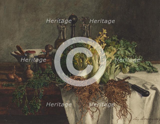 Still Life with Celery, 1865. Creator: Leon Bonvin.