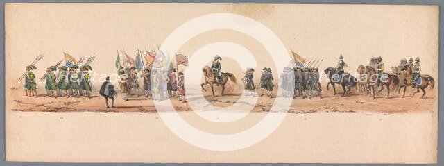Historical parade at the second centenary of the Utrecht University, 1836 (plate 9), 1837. Creator: Victor Adam.