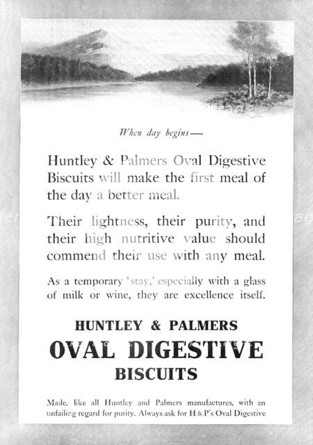 Huntley & Palmers Oval Digestive Biscuits, 1909. Creator: Unknown.