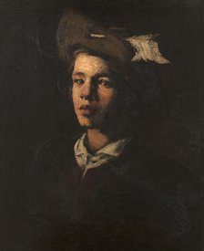 Jeune homme au chapeau, c.1870. Creator: Theodule Ribot.