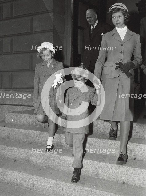 Crown Prince Carl Gustaf of Sweden and his sisters, 2 September 1952. Artist: Unknown