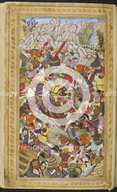 First Battle of Panipat, 1526. Miniature from Baburnama, ca 1592. Creator: Anonymous.