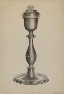 Pewter Lard Oil Lamp, c. 1937. Creator: Theodore Pfitzer.