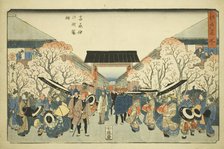 Cherry Blossom Season at Nakanocho in the Yoshiwara (Yoshiwara Nakanocho sakura..., c. 1839/42. Creator: Ando Hiroshige.