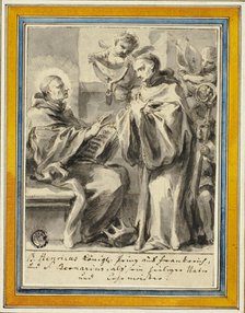 King Henry of France and Saint Bernard of Clairvaux, n.d. Creator: Possibly Johann Christoph Lischka (Bohemian, 1650-1712) or Gottfried Bernhard Goetz (German, 1708-1774) or Jonas Umbach the elder (German, 1624-1693).