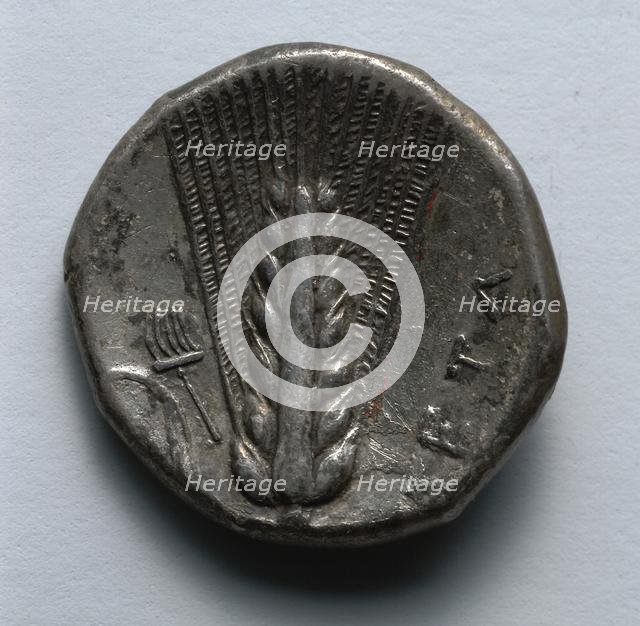 Stater: Corn, Rake, and Leaf (reverse), 330-300 BC. Creator: Unknown.