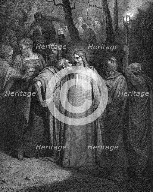 Judas betraying Christ with a kiss, 1866. Artist: Gustave Doré