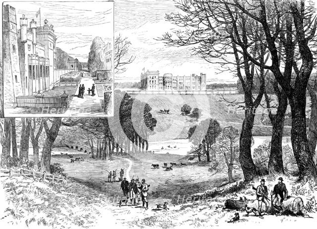 Grimsthorpe Castle, Lincolnshire, visited by the Prince and Princess of Wales, 1881. Creator: Unknown.