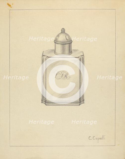 Silver Tea Caddy, c. 1939. Creator: Hester Duany.