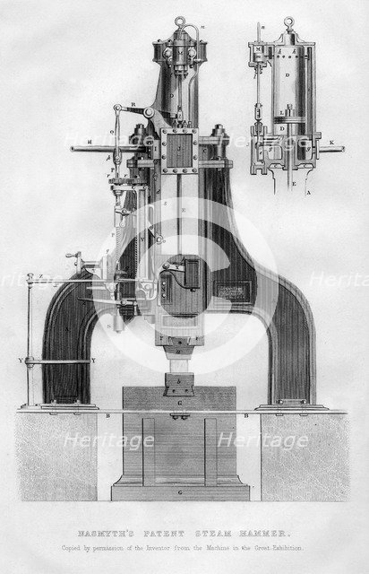 Nasmyth's patent steam hammer, 1866. Artist: Unknown