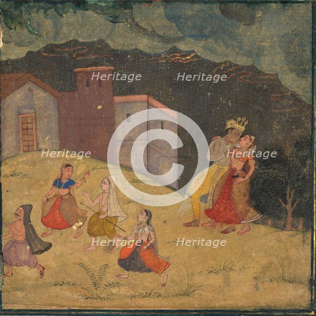Radha and Krishna Caught in a Storm, c.1615-1620. Creator: Unknown.