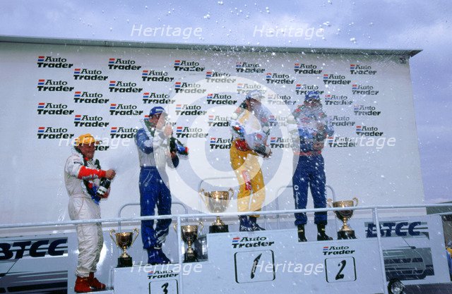 Alain Menu.British touring car driver celebrates victory. Artist: Unknown.