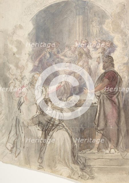 Scene from "My Aunt Margaret's Mirror" (Keepsake Story by Sir Walter Scott), ca. 1828. Creator: John William Wright.