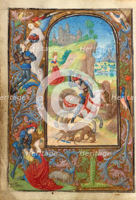 Saint George and the Dragon; Prayer Book of Charles the Bold, about 1471. Creator: Lieven van Lathem.
