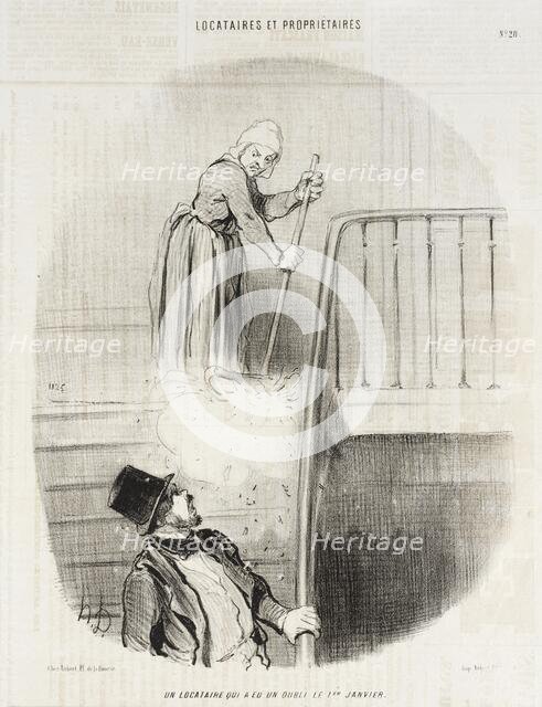 Un locataire qui a eu un oubli le 1er janvier, 1847. Creator: Honore Daumier.