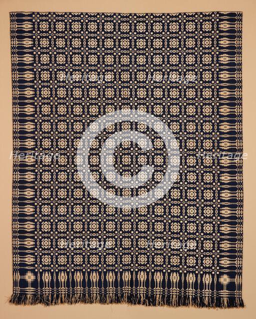 Bed Cover (Overshot Coverlet), about 1800-1850. Creator: Unknown.