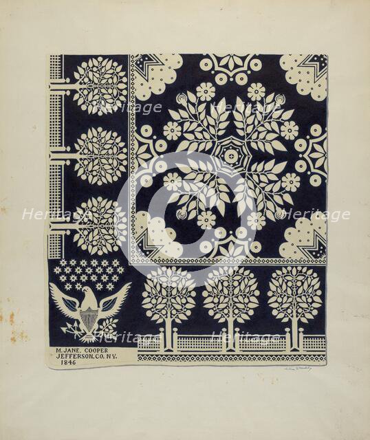 Tyler Coverlet, c. 1940. Creator: Merkley, Arthur G..