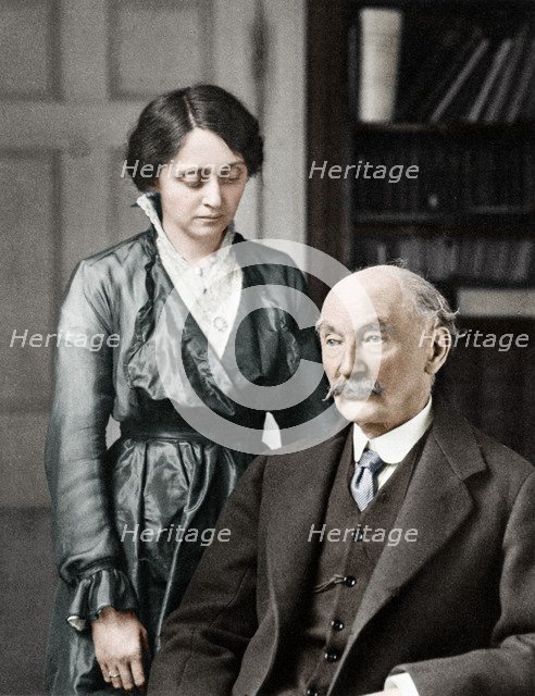 Thomas Hardy, English poet, novelist and dramatist with his second wife, Florence, 1912-1928. Artist: Unknown