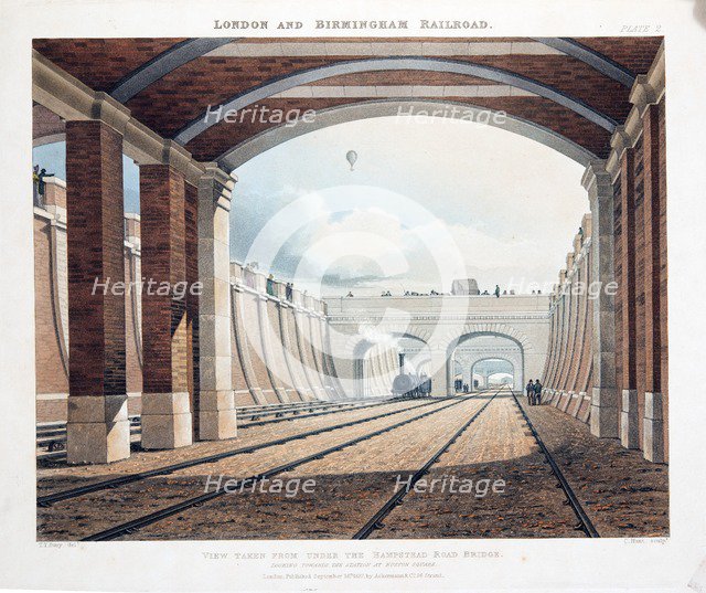 View Taken from Under the Hampstead Road Bridge, looking towards the station at Euston Square, publi Artist: Thomas Talbot Bury.