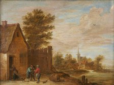 Peasants talking in front of an inn, between 1630 and 1690. Creator: David Teniers II.