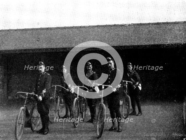 The Volunteer Manoeuvres at Brighton: Cyclist, 4th East Surrey Volunteers, 1895. Creator: Symmons & Thiele.