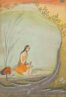 A Lady Applying Henna to Her Foot, ca. 1720-30. Creator: Ustad Mohamed.