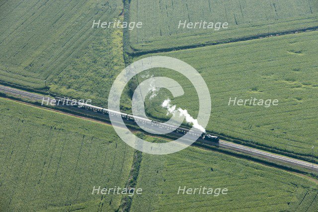 Steam train on the West Somerset Railway near Dunster, Somerset, c2010s(?). Artist: Damian Grady.