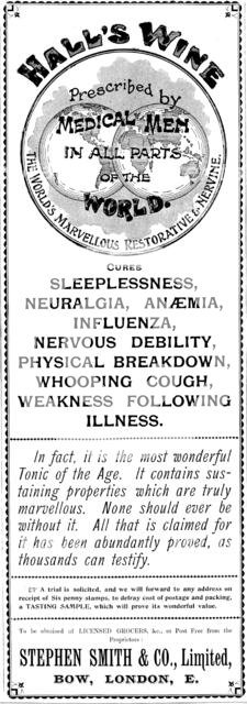 Advertisement for Hall's Wine, 1898. Creator: Unknown.