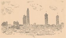 New York Sky Line, Dark Buildings, 1918. Creator: Frederick Childe Hassam.