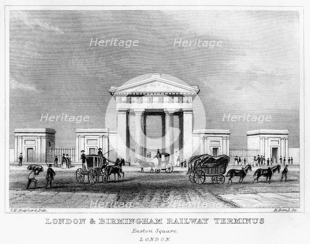 London and Birmingham Railway terminus, Euston Square, London, 19th century.Artist: H Bond