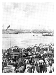 The Universities' Boat-Race: the finish at Mortlake, 1895. Creator: Unknown.