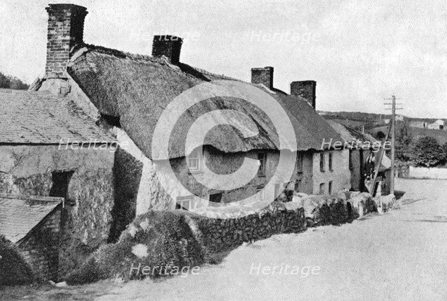 Thatched cottages near Camborne, Cornwall, 1924-1926.Artist: HJ Smith