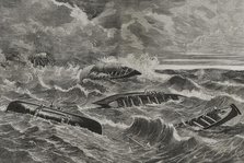 Wreck of fishing boats on the coast of the Cantabrian Sea, caused by the "galerna", April 20, 1878.  Creator: Rafael Monleon.
