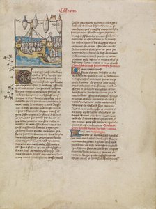 The Fleet of Hannibal Sailing to Spain; Histoire ancienne jusqu'à César, about 1390-1400. Creator: First Master of the Bible historiale of Jean de Berry.