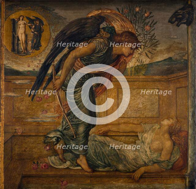 Cupid and Psyche - Palace Green Murals - Cupid Finding Psyche Asleep by a Fountain, 1881. Creator: Sir Edward Coley Burne-Jones.