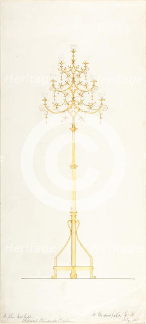 Design for Church Lamp Stand, 1889. Creator: B. Mansfield.