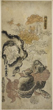 Lion and Peonies, c. 1720/25. Creator: Okumura Masanobu.