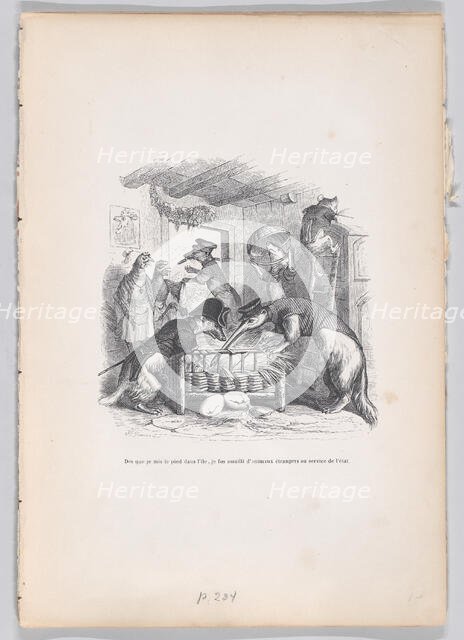 As soon as I set foot on the island... from Scenes from the Private and Public Life..., ca. 1837-47. Creator: Jean Ignace Isidore Gerard.