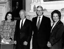 Yitzhak Rabin (1922-1995), Israeli PM, with John Major (1943- ), British PM, 1992. Artist: Sidney Harris