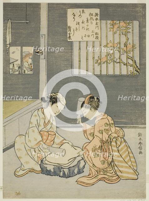 Cloth-fulling Jewel River, from an untitled series of Six Jewel Rivers, c. 1767. Creator: Suzuki Harunobu.