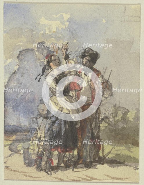 Farmers on a path, c1830-1872. Creator: Jakob Becker.