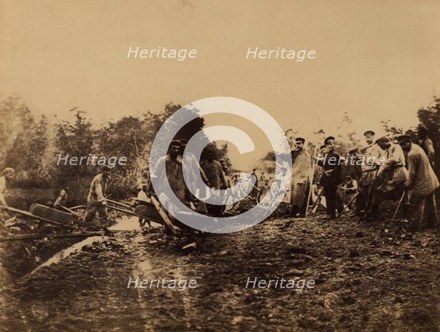 Exiled Convicts Building a Road through the Taiga, 1880-1899. Creator: Innokenty Ignatievich Pavlovsky.
