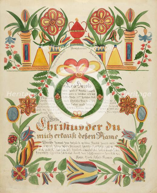 Baptismal Certificate, c. 1936. Creator: Ralph Atkinson.