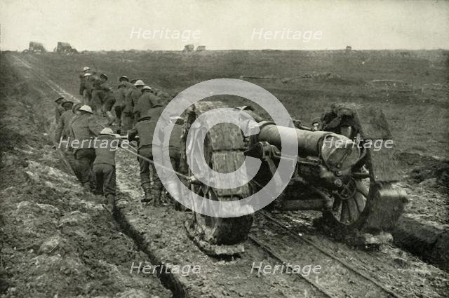 'Dragging the Guns to New Advance Positions', (1919). Creator: Unknown.